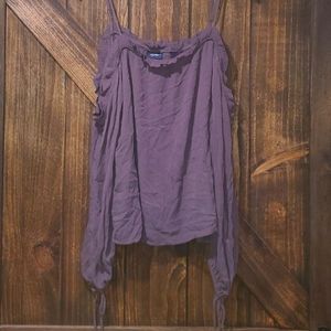 Grey/blue cold shoulder daytrip top